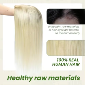 LLBEAUTY HAIR Topper per <span class=keywords><strong>capelli</strong></span> da <span class=keywords><strong>donna</strong></span> in <span class=keywords><strong>capelli</strong></span> Remy cinesi 6x7 pollici, densità 150%, base in seta T60, 16 pollici, 75g, castano <span class=keywords><strong>cenere</strong></span> biondo platino, spesso - Product Image 5