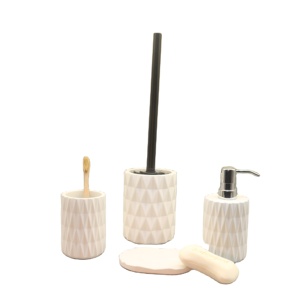 Ensemble de salle de bain moderne en béton avec distributeur et support de <span class=keywords><strong>savon</strong></span> en résine au design élégant pour la maison Accessoire de toilette unique - Product Image 1