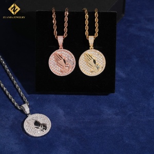 Colgante de Moissanita VVS de Fábrica, Estilo Hip Hop para Hombre, Corte Redondo, Colgante de Mano de Plata 925, Pasa la Prueba del Diamante GRA - Product Image 3