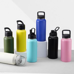 Hot Selling Bpa-Free Reusable Insulated Metal <b>Bottle</b> Stainless Steel Sports Water Cup <b>Flask</b> With 2 Lids - Product Image 5