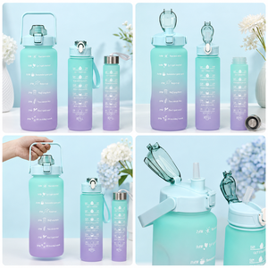 Botella de Agua Deportiva Portátil con Degradado de Color, Ecológica, Apta para Lavavajillas, Juego de 3 Piezas, Motivacional, 3 en 1, 2000ML, 900ML, 280ML - Product Image 3