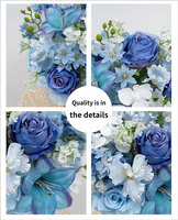 Décoration florale murale bleue pastorale de printemps, arrangement de fleurs artificielles prêt à l'emploi, pour vitrine de magasin et intérieur de maison