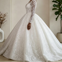 Robe de mariée de luxe en dentelle S2261Y, élégante, à manches longues, ornée de perles et de sequins, style africain, nouvelle collection 2026