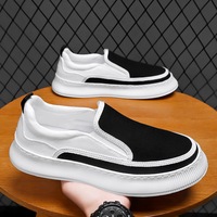 Chaussures pour hommes printemps respirantes, nouvelles baskets en toile polyvalentes à semelle épaisse, chaussures de skate à enfiler décontractées et tendance, rehaussantes