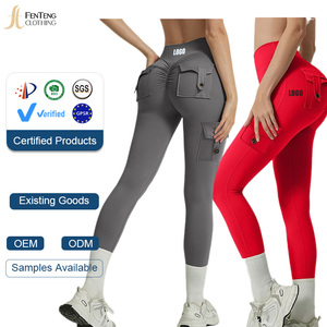 Pantalones de yoga personalizados Under Lulu con bolsillos para mujer, sensación de segunda piel, secado rápido, ajuste ceñido, efecto melocotón, leggings a prueba de sentadillas - Product Image 1