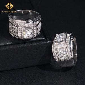 Anillo Hip Hop de Moissanita con Certificados GRA, Pasa el Test de Diamantes, Joyería Iced Out Fire, S925, Moissanita VVS1, Diamante Completo - Product Image 1