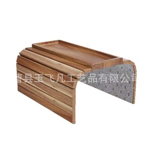 Acacia Wood Foldable Sofa Armrest Tray 38cm <b>Storage</b> Box For Living Room Beverage Snacks Phone <b>Remote</b> <b>Control</b> - Product Image 5