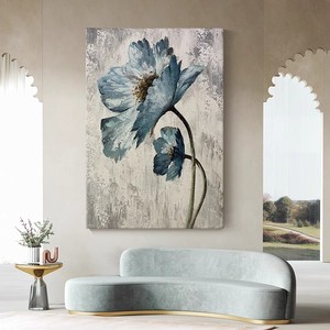 Hand Painted Oil Painting Abstract Flower Art Vertical <b>Large</b> Format Wall Hanging For Living Room Entryway Metal <b>Frame</b> - Product Image 3