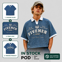 Polo de haute qualité, broderie personnalisée, logo imprimé, t-shirt pour homme, polo à carreaux, coupe courte, style streetwear premium, OEM