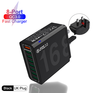 Meistverkaufte Produkte 2025 8-in-1 USB-Ladegerät mit QC3.0 30W Wandladegerät US EU UK KR Stecker SCP OTP Kamera - Product Image 1