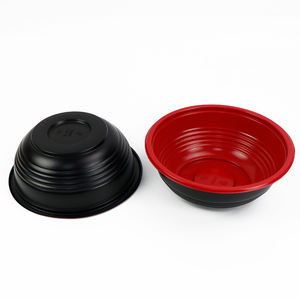Bol à soupe asiatique Donburi en plastique de 36oz, rouge et noir, bols à soupe chauds <span class=keywords><strong>chinois</strong></span> jetables avec couvercles - Product Image 4