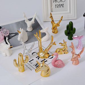 Nordico creativo eco-friendly smaltato Mini Desktop oro piccolo animale fiore galvanico in ceramica in ornamenti - Product Image 4