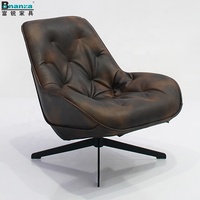 Bonanza marron deux tons en cuir moderne simple salon en cuir pivotant chaise canapé