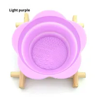 Bol de nettoyage pour pinceaux de maquillage en silicone en forme de fleur, tapis de lavage et séchage pliable tout-en-un pour éponge de maquillage et houppette, pour la maison