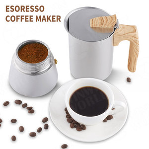 หม้อต้มกาแฟโมก้าอิตาเลียนขายส่งแบบ OEM พร้อมโลโก้และบรรจุภัณฑ์ที่ปรับแต่งได้ ทำจากสแตนเลส ใช้กับเตาได้ มีฝาปิด - Product Image 3