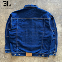 LARSUR Veste de travail française en coton sergé délavé personnalisé Vêtements de travail Jeans de chasse en denim Manteau de corvée