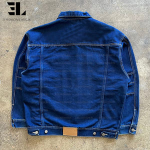 LARSUR Custom Distress Wash Cotton Twill Denim French Work Jacket Work Wear Worker Hunting Denim <strong>Jeans</strong> Chore Coat - Product Image 4