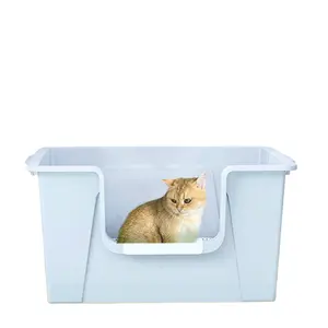 Kepçe ve dağılım kalkanı ile açık üst kedi çöp tepsisi, uzun boylu sprey ile açık hava Kitty çöp Pan temizlemek için sağlam kolay