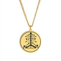 Amulette Ogou Feray Voodoo Veve Symbol Talisman Bijou Amulette Acier Inoxydable Marquage Laser Pendentif Collier