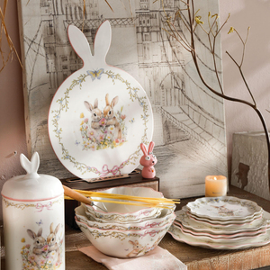 LovingHome - Platos <span class=keywords><strong>de</strong></span> Porcelana Ecológicos Personalizables <span class=keywords><strong>de</strong></span> Estilo Europeo con Acabado Reactivo Esmaltado, Platos <span class=keywords><strong>de</strong></span> Cerámica Blancos y Rosas para Servir - Product Image 4