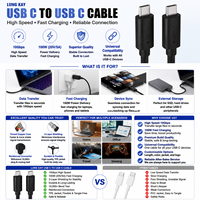 Câble USB 3.1 Gen 2 Type C vers C LUNG KAY PD 100W, charge rapide 5A, transfert de données et vidéo 10 Gbps pour MacBook, ordinateur portable, tablette, OEM Custo