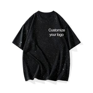 Camiseta Holgada Extra Grande Personalizada para Hombre, de Algodón Puro, con Diseño de Cielo Estrellado Brillante, Cuello Redondo y Manga Corta - Product Image 1
