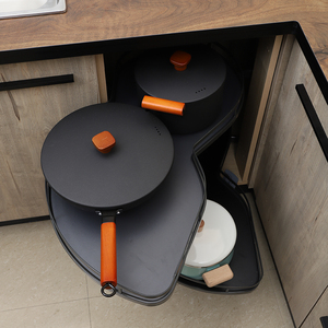 Goldmine Simply, estante de gabinete de esquina de 2 niveles, columpios izquierdo, estante de rotación de cocina, organizador de gabinete de esquina oscilante mágico para Cocina - Product Image 1