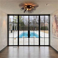 Portes et fenêtres à battants en aluminium NFRC à double vitrage Low-E, porte d'entrée française avec grilles décoratives