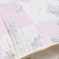 Pochette de maquillage matelassée avec nœud brodé personnalisé, motif floral, grande capacité, fermeture éclair, sac de toilette portable pour femmes