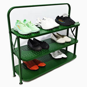 Espositore per scarpe pieghevole in metallo su misura per la casa colore <span class=keywords><strong>rosa</strong></span> verde espositore a 3 livelli moderno e classico - Product Image 2