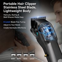 Cortapelos con motor magnético de 11000 RPM, cuchilla DLC, pantalla LED, recargable por USB tipo C, para salón y barbería, ajustable, con recordatorio de aceite