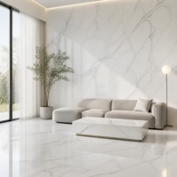 Grande dalle de pierre frittée polie Tianshan Snow, finition veinée blanc-gris, pour la décoration intérieure d'hôtels, villas et espaces commerciaux