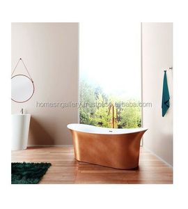 Baignoire en cuivre à double paroi faite à la main en métal pur poli brillant conçu sur mesure équipe du fabricant indien martelé à la main pur - Product Image 2