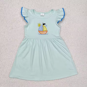 Vente en gros de robes d'été décontractées respirantes pour bébés filles, 8 styles, longueur genoux - Product Image 6