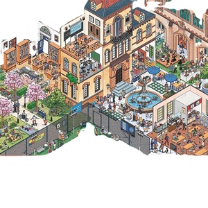 1 paquet d'autocollants Yanyou 21.0, série d'autocollants de paysage, difficulté élevée, ultra-détails, ensemble d'autocollants de scène de rue miniature 3D - Product Image 1