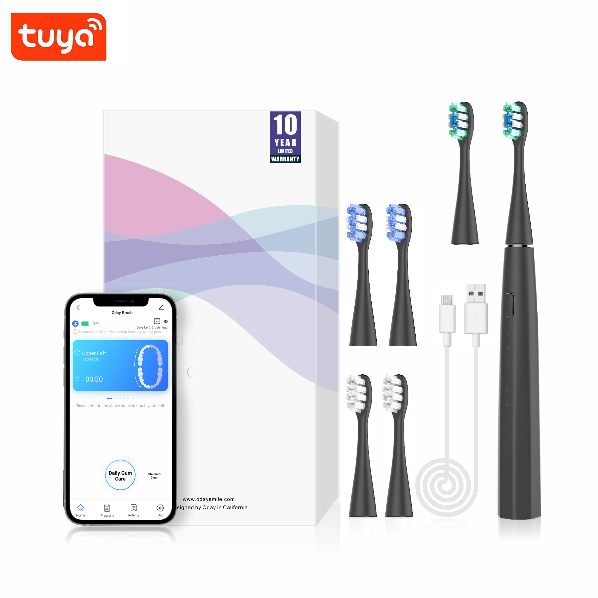 Интеллектуальная звуковая электрическая зубная щетка для взрослых, полностью автоматическая перезаряжаемая, Подключаемая через приложение