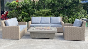 Table de repas autoportante en GFRC avec foyer en osier, design moderne, pour extérieur, fonction chauffante, foyer de 52 pouces, salon, <span class=keywords><strong>cuisine</strong></span> - Product Image 5