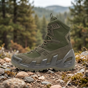 Bottes tactiques vert olive pour homme, dessus en mesh, semelle en caoutchouc, respirantes, pour toutes les saisons, chaussures de randonnée en plein air - Product Image 1