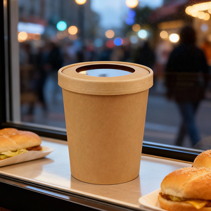 Contenedor de Papel para Alimentos Ecológico y Compostable Personalizado de 8oz, 12oz y 32oz, Precio de Fábrica, para Transporte Conveniente de Alimentos como Sopa de Fideos - Product Image 5