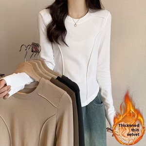 Chine V-Times T-<span class=keywords><strong>shirt</strong></span> amincissant pour femmes pour Style blanc à manches longues épaule régulière automne hiver conception en arête de poisson haut à porter intérieur - Product Image 3