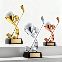Trophée de golf en résine UV personnalisé haut de gamme pour entreprise, récompense créative pour employé d'honneur, avec base noire