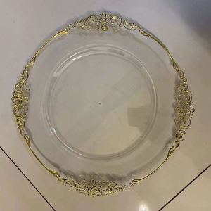 Assiette Ronde Décorative Transparente Écologique avec Estampage à Chaud pour Mariage, Hôtel, Fête – Vaisselle et Assiettes - Product Image 1