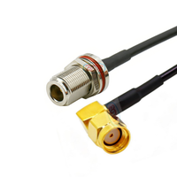 Cable de extensión RF Pigtail con conector N hembra de panel a RP SMA macho de 90 grados para RG174, RG58, RG223, LMR195, LMR100, LMR240, 5D-FB