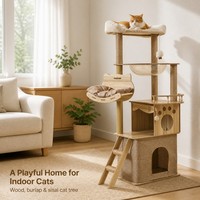 Arbre à chat peu encombrant avec lit pour chat en forme de capsule spatiale, mobilier pratique pour chats d'intérieur