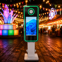 Machine de photomaton miroir LED haut de gamme de 21,5 pouces avec écran tactile, appareil photo reflex numérique, flash et parapluie