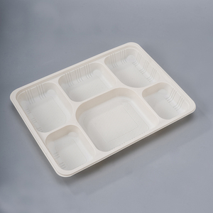 Thân thiện với môi <span class=keywords><strong>6</strong></span> ngăn phân hủy sinh học dùng một lần ăn trưa khay mfpp nhựa gói bột bắp vuông tấm - Product Image 3