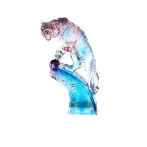 Customized Color Handmade Tiger Statue Art Glass Crystal Crafts for Home Decor Engraveable Product