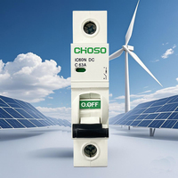 Mini Interruptor Automático para Sistema Solar Fotovoltaico 1P DC 32A 63A Material PA66 500Vdc 1000V Voltaje Nominal Protección LSI 6kA Riel