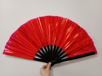 Éventail pliant personnalisé FAREA 33 cm, imprimé holographique, grand éventail en bambou KongFu en nylon réfléchissant pour soirée nocturne en club
