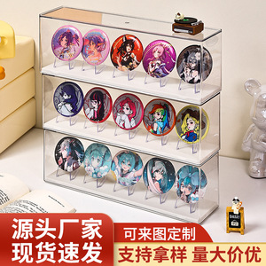 Transparent Badge Display Case With Lid <b>Stackable</b> For Collectible Pins <b>Storage</b> <b>Box</b> 5 Slots Per Layer - Product Image 2